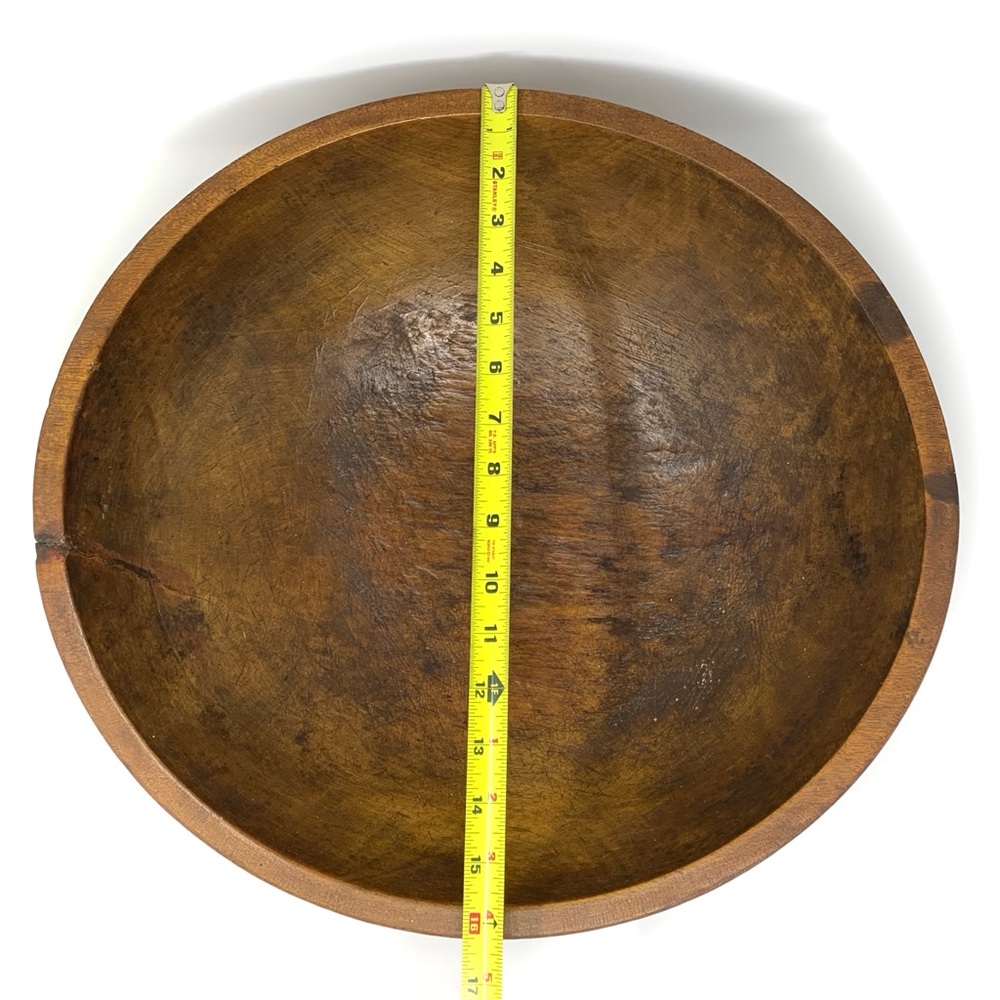 Primitive 16.25”-17.5” Wood Dough Bowl - Picture 12 of 12